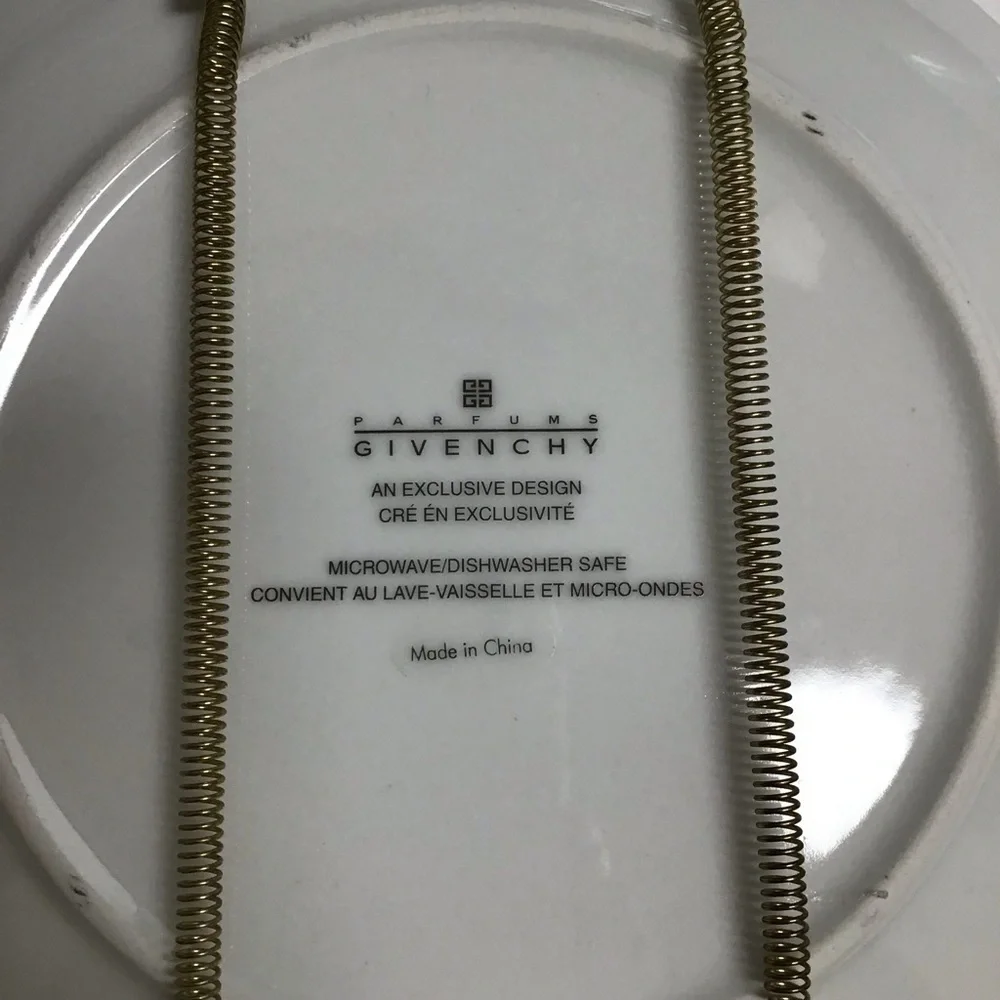Givenchy Paris Porcelain Dessert Plates SET OF 2 Lily Bird of Paradise 8.25 2003